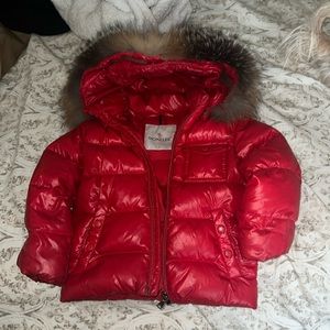 Toddlers red Moncler puffer coat size 3